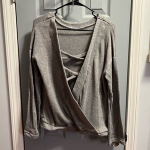 Medium Grey V-Neck Cross Sweater